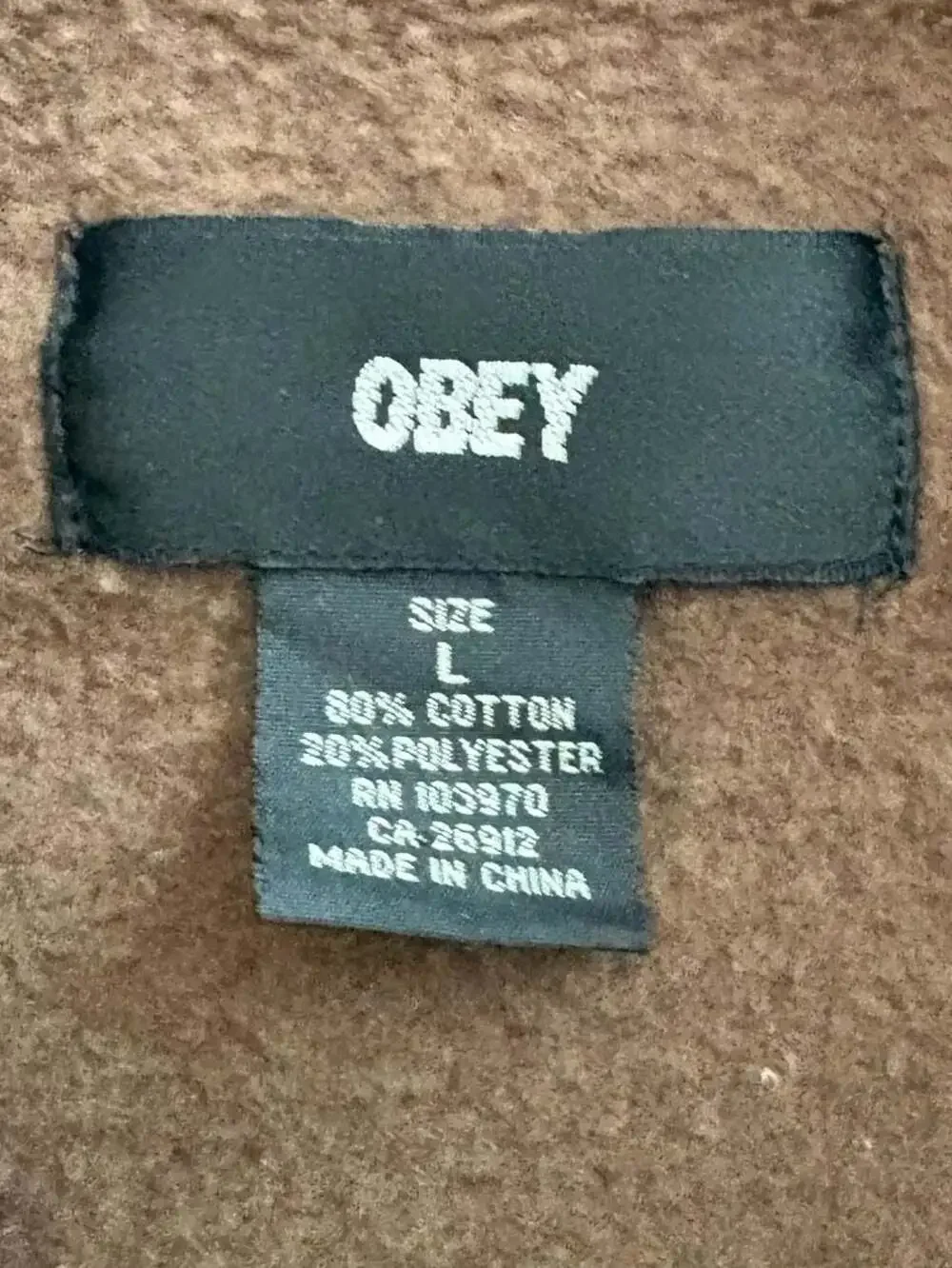Obey Brown Graphic Zip-Up Mock Neck Jacket